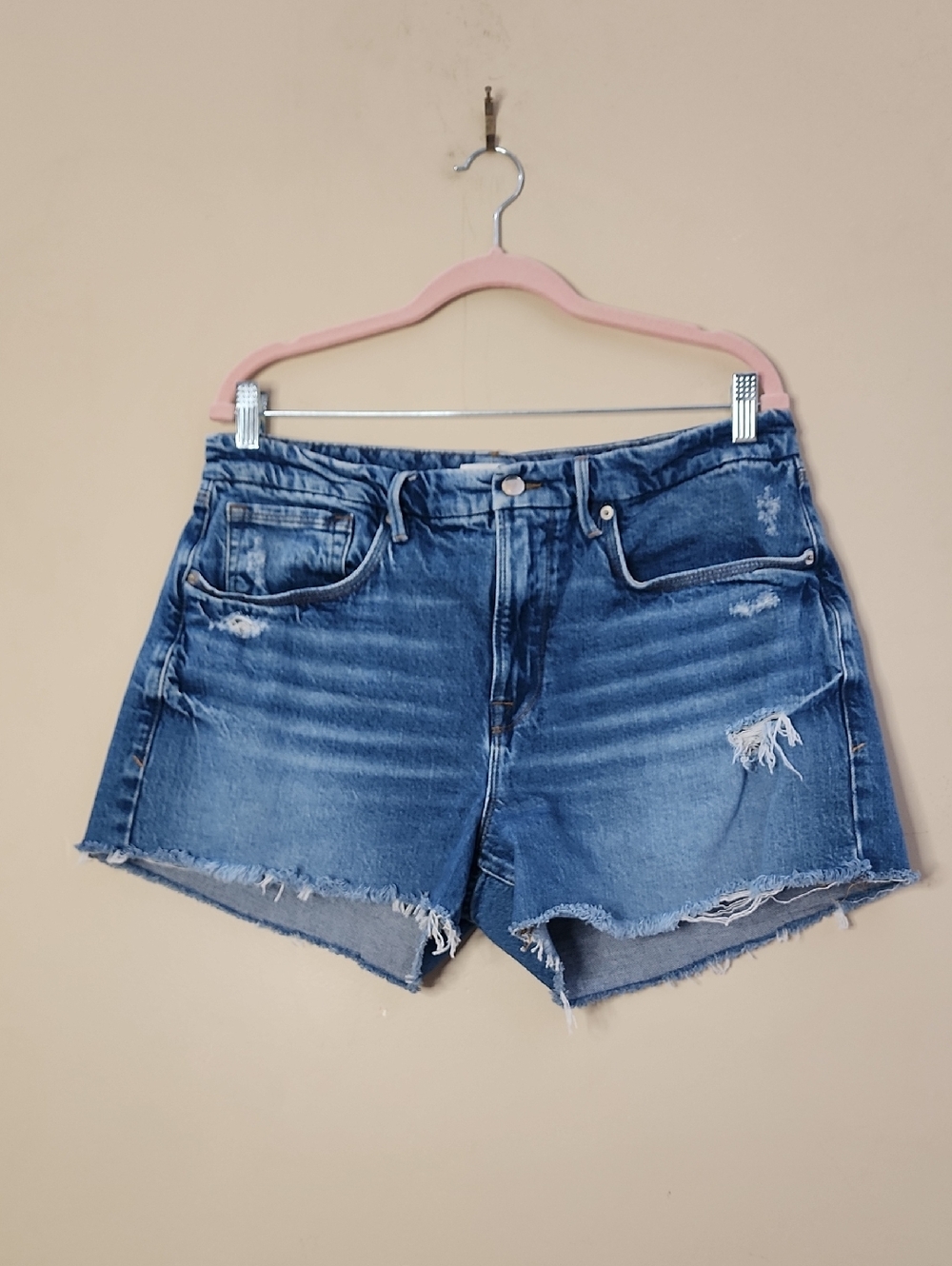Good‎ American Distressed Blue Denim Jean Shorts. 12.
